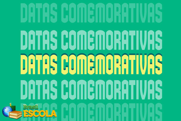Ilustração colorida com o escrito “datas comemorativas”.