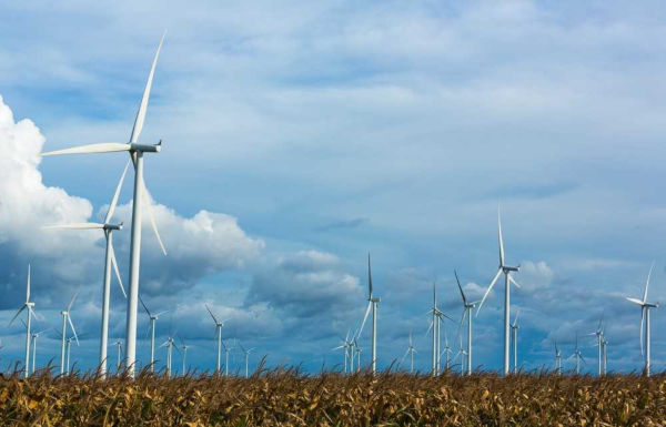Aerogeradores eólicos usados para geração de energia eólica.